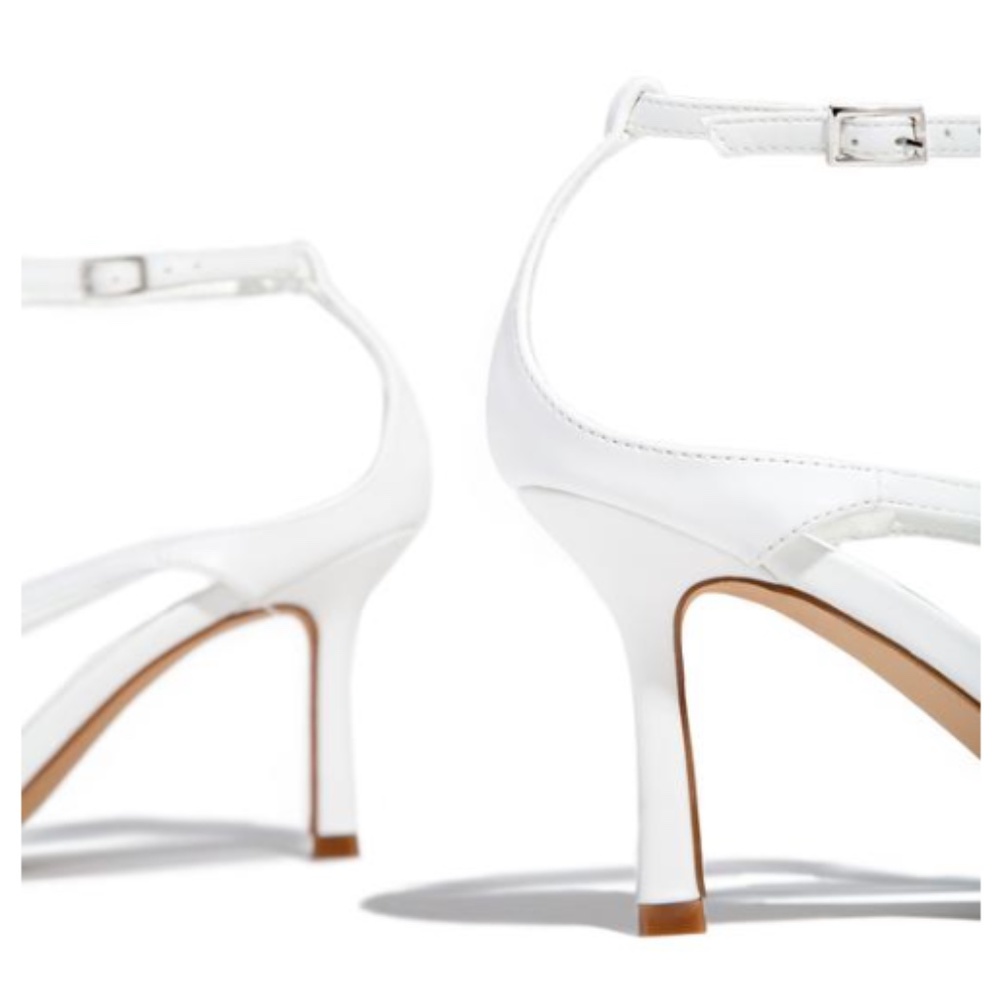 !!NEW!! Square Toe Ankle Wrap Thong Heels - White - Picture 5 of 6